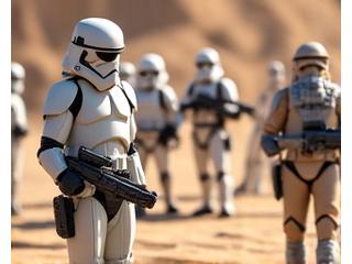 Star Wars: Legion Miniaturen und Gelände auf einem Spieltisch