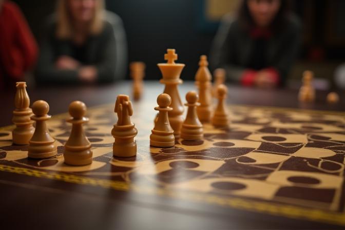 Detailansicht von bemalten Miniaturen auf einem Spieltisch.